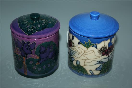 2 Sally Tuffin floral jars and covers